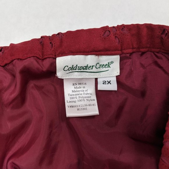 Coldwater Creek Red Floral Eyelet Slit Skirt 2X - Picture 4 of 6